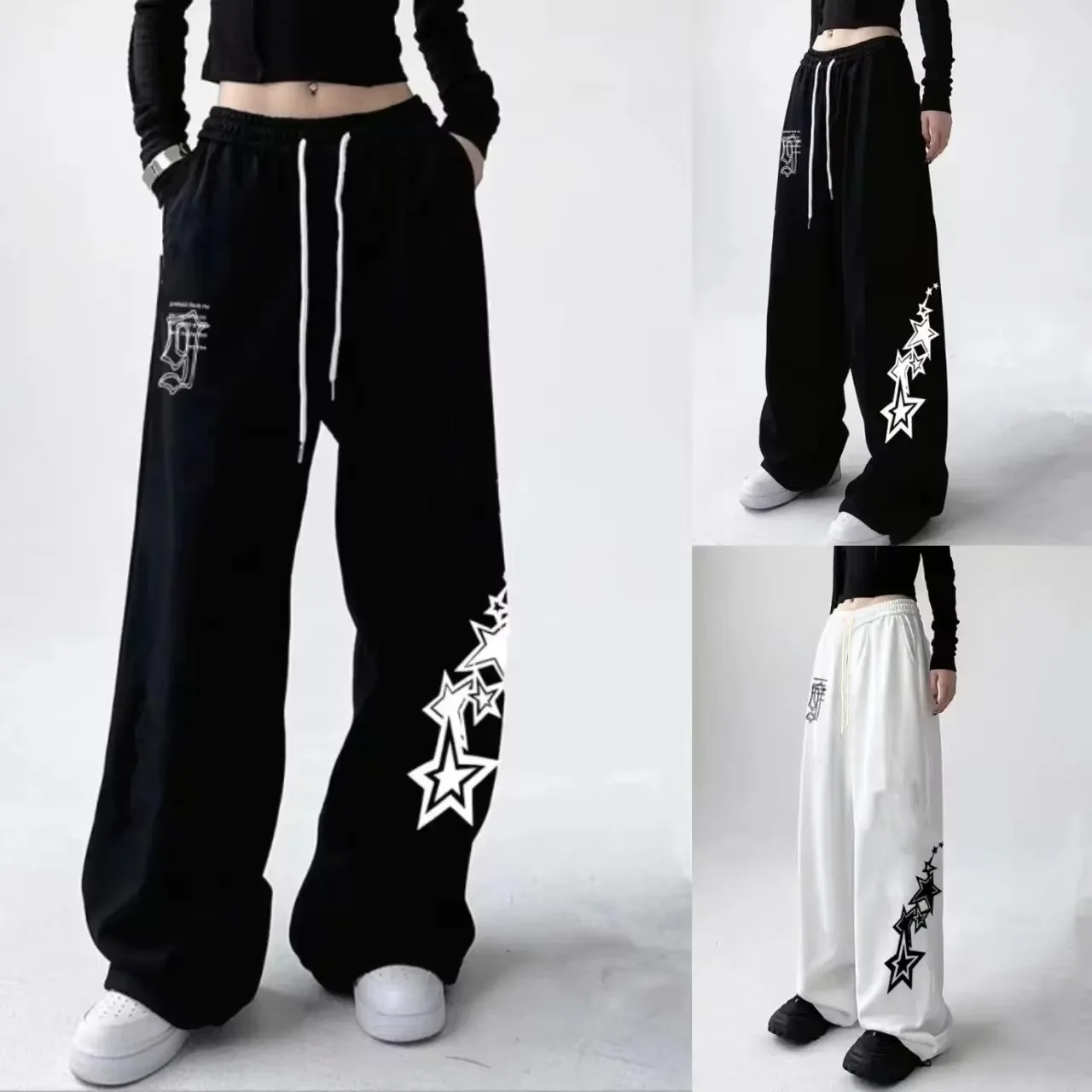 Letter Star Print Design Sweatpants Women American Street Style Wide Leg Pants Women Spring Summer Trendy 2026 Long Trousers
Letter Star Print Design Sweatpants Women American Street Style Wide Leg Pants Women Spring Summer Trendy 2026 Long Trousers