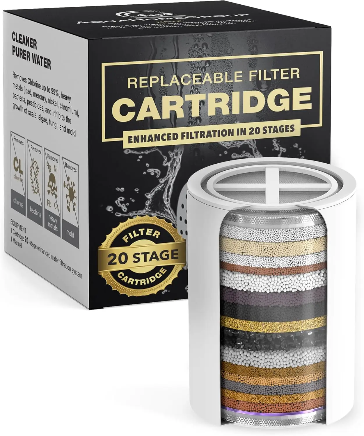 20 Stage Shower Filter Replacement Cartridge - Reduces Chlorine, Heavy Metals & Sediment, Fits 15 & 20 Stage Filters
20 Stage Shower Filter Replacement Cartridge - Reduces Chlorine, Heavy Metals & Sediment, Fits 15 & 20 Stage Filters