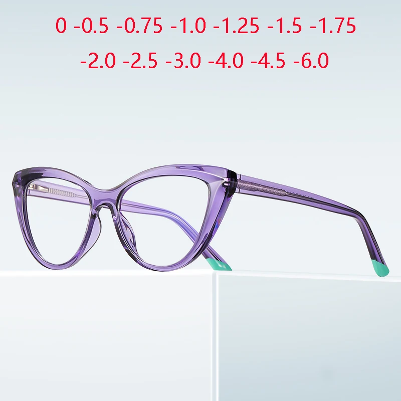 Transparent Purple Frame Cat Eye Nearsighted Glasses For Women Fashion Shortsighted Prescription Eyeglasse 0 -0.5 -0.75 To -6.0
Transparent Purple Frame Cat Eye Nearsighted Glasses For Women Fashion Shortsighted Prescription Eyeglasse 0 -0.5 -0.75 To -6.0