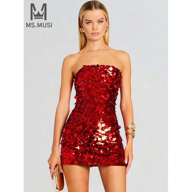MSMUSI 2024 New Fashion Women Sexy Solid Strapless Sequins Sleeveless Backless Bodycon Party Club Event Slim Mini Dress Vestidos
MSMUSI 2024 New Fashion Women Sexy Solid Strapless Sequins Sleeveless Backless Bodycon Party Club Event Slim Mini Dress Vestidos