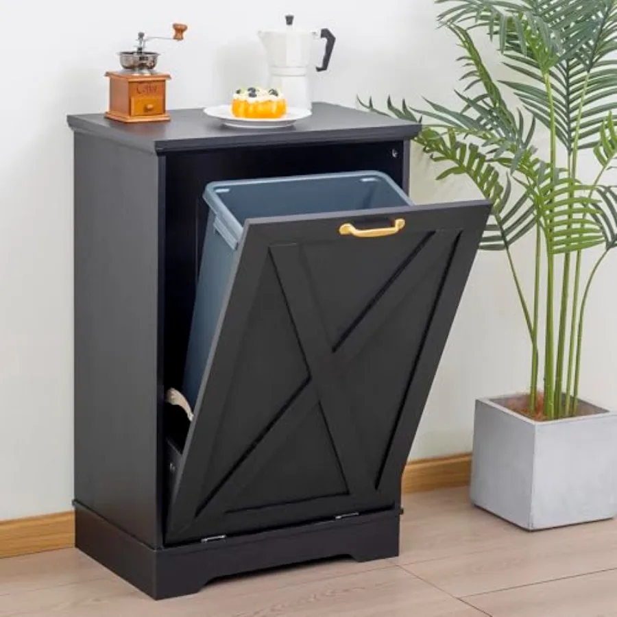 13 Gallons Tilt Out Trash Cabinet, Hidden Trash Can Cabinet Wooden Tilt Out Pet Proof Hidden Trash Bin Cabinet for Kitchen
13 Gallons Tilt Out Trash Cabinet, Hidden Trash Can Cabinet Wooden Tilt Out Pet Proof Hidden Trash Bin Cabinet for Kitchen