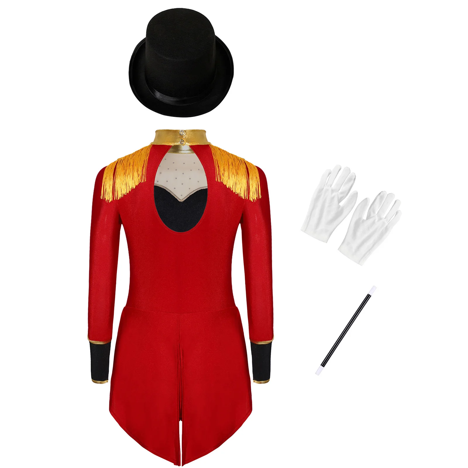 Kids Girls Circus Magician Costume Cosplay Party Leotard Rhinestones Long Sleeve Epaulets Tassels Jumpsuit with Hat Gloves Wand
Kids Girls Circus Magician Costume Cosplay Party Leotard Rhinestones Long Sleeve Epaulets Tassels Jumpsuit with Hat Gloves Wand
