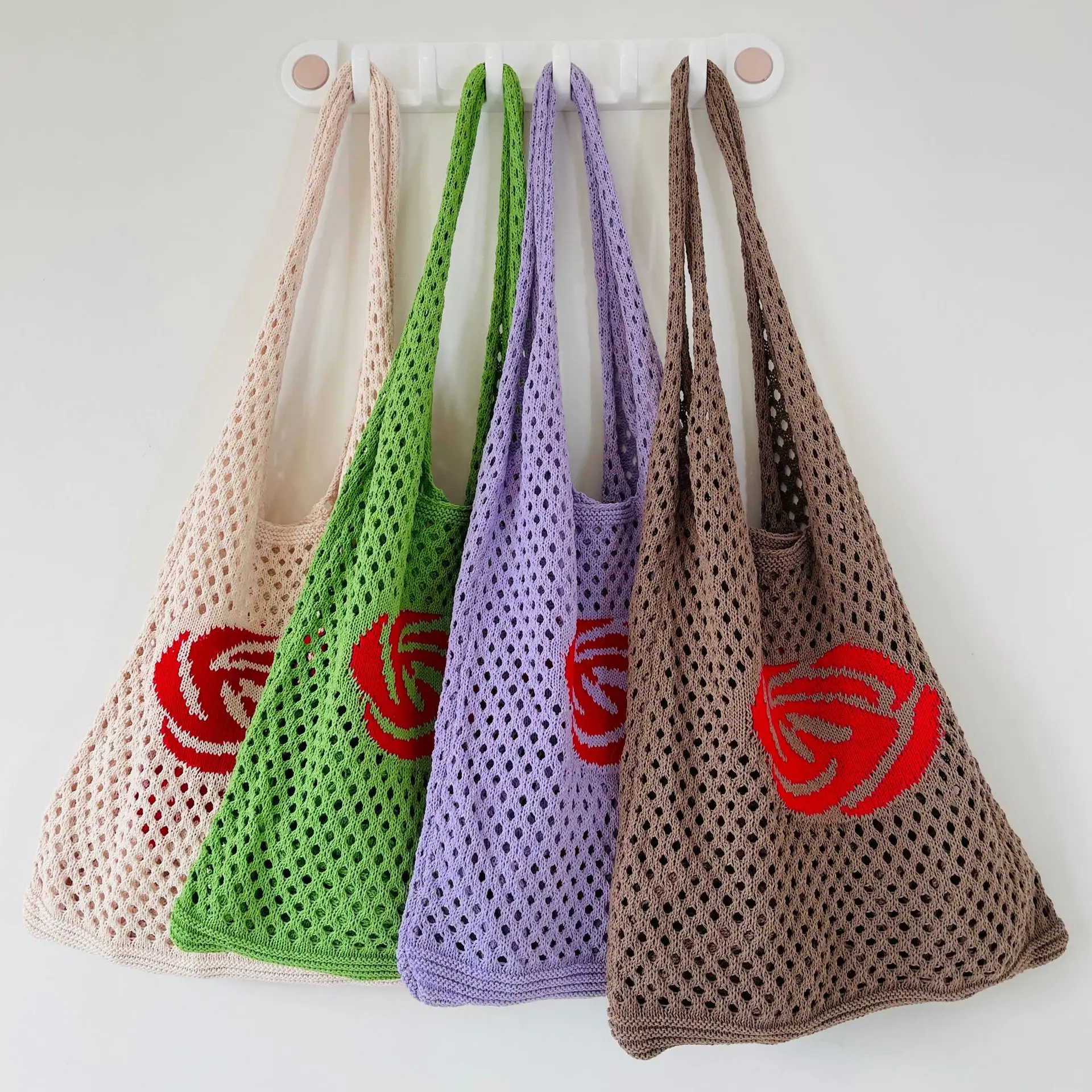Women's Fashion Knitted Vest Shoulder Bags Flowers Heart Summer Beach Totes Crochet Bag Large Capacity Female Designer Handbag
Women's Fashion Knitted Vest Shoulder Bags Flowers Heart Summer Beach Totes Crochet Bag Large Capacity Female Designer Handbag