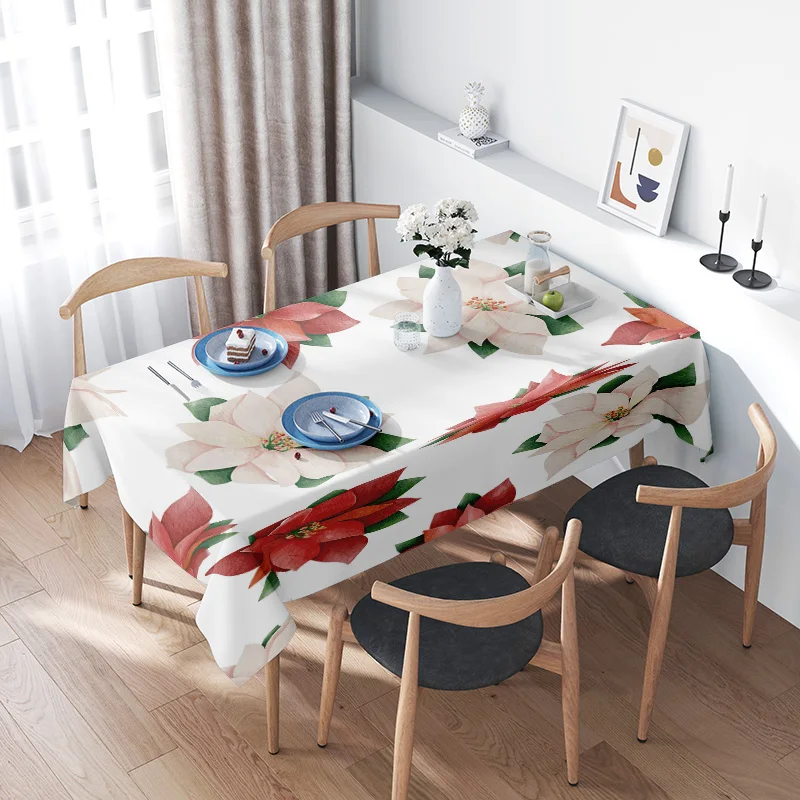 Floral Tablecloth Decoration: 108x72cm Christmas Poinsettia Floral Print Dining Room Decorative Blanket
Floral Tablecloth Decoration: 108x72cm Christmas Poinsettia Floral Print Dining Room Decorative Blanket