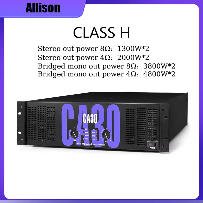 Allison CA30 CLASS H Professional Audio Amplifier 2 CHANNEL 1300W Audio Power Amplifier 3U Line Array Speaker Preamplifier
Allison CA30 CLASS H Professional Audio Amplifier 2 CHANNEL 1300W Audio Power Amplifier 3U Line Array Speaker Preamplifier
