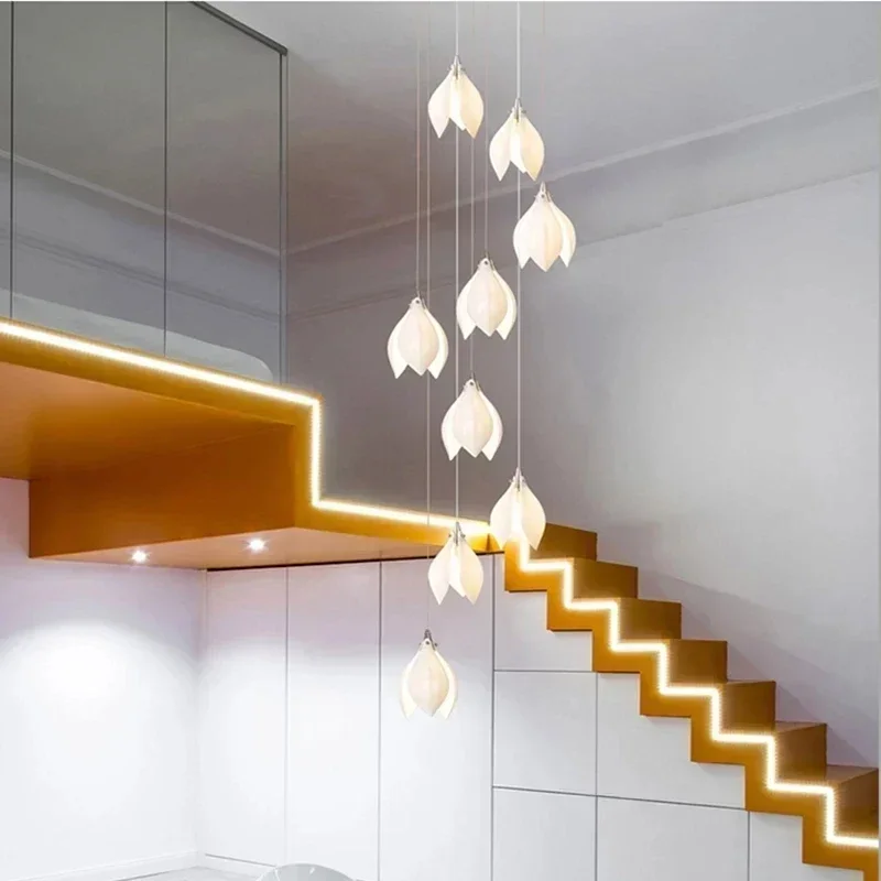 Luxury Duplex Staircase LED Long Chandelier Villa Hollow Living Room Ceramic Magnolia Pendant Light Art Simple Dining Lamps
Luxury Duplex Staircase LED Long Chandelier Villa Hollow Living Room Ceramic Magnolia Pendant Light Art Simple Dining Lamps