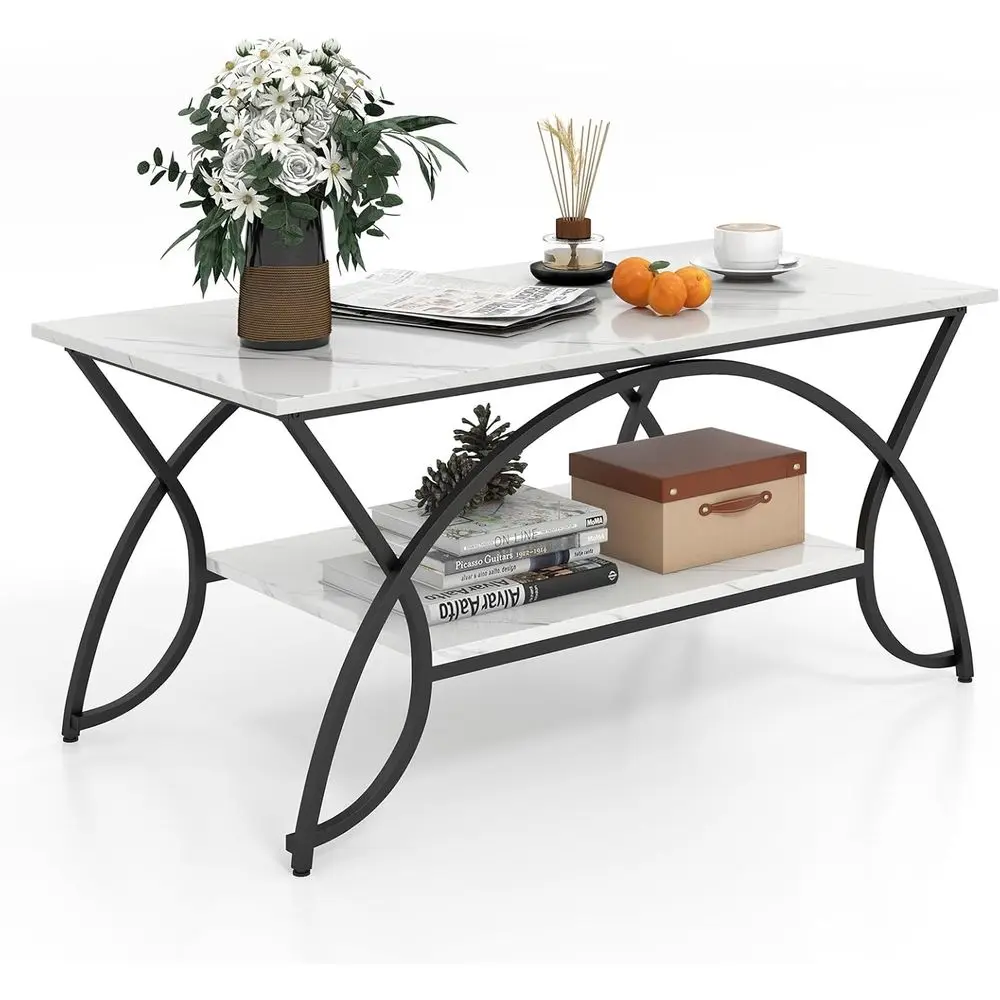 2-Tier Rectangular Center Table with Storage Shelf, Accent Table with Arched Metal Legs and Adjustable Foot Pads for Living and
2-Tier Rectangular Center Table with Storage Shelf, Accent Table with Arched Metal Legs and Adjustable Foot Pads for Living and