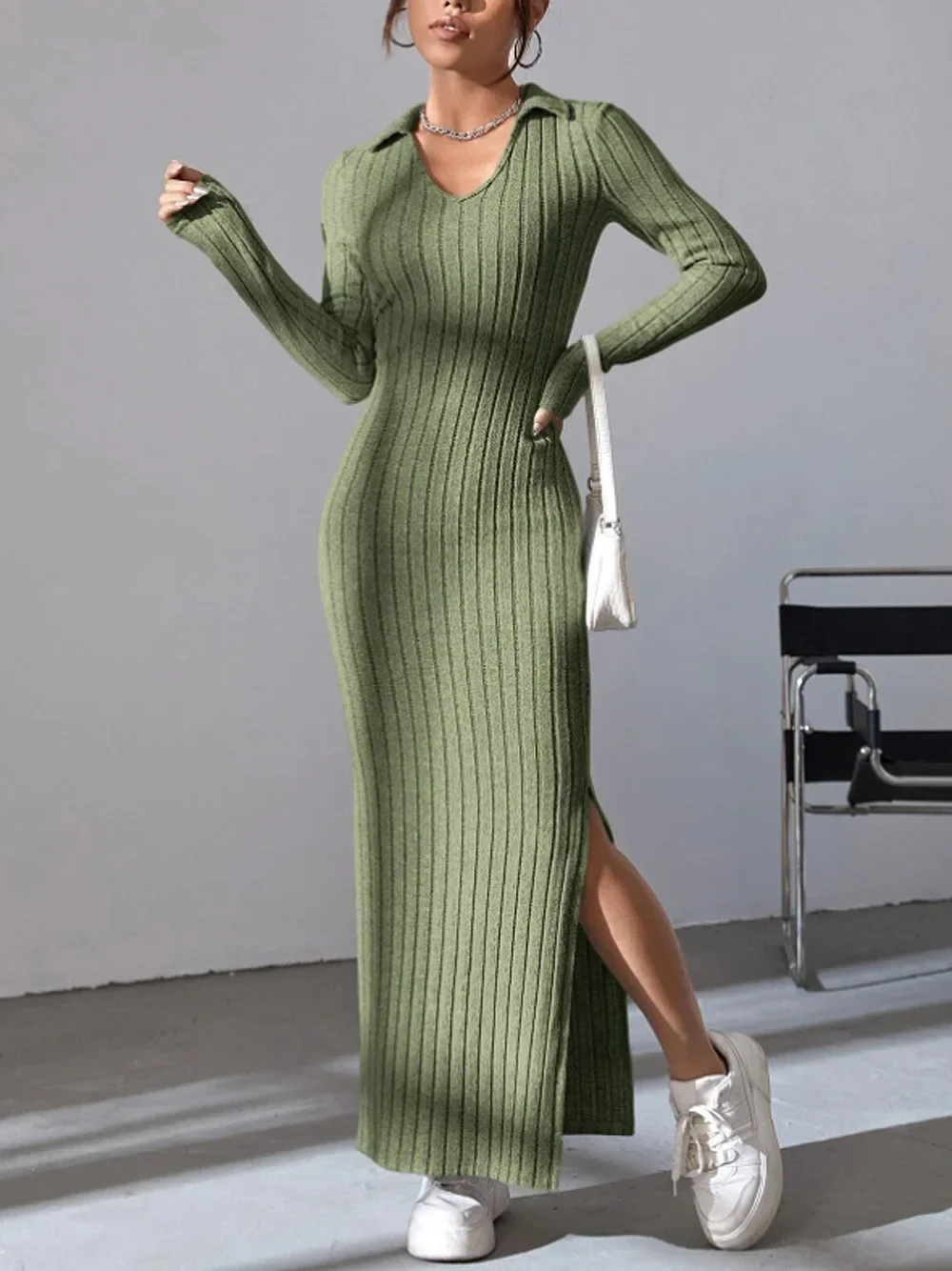 Spring and Summer 2024 New Style Knitted Slim Lapel Long Sleeve Dress Pit Strip Solid Color Tight Skirt
Spring and Summer 2024 New Style Knitted Slim Lapel Long Sleeve Dress Pit Strip Solid Color Tight Skirt