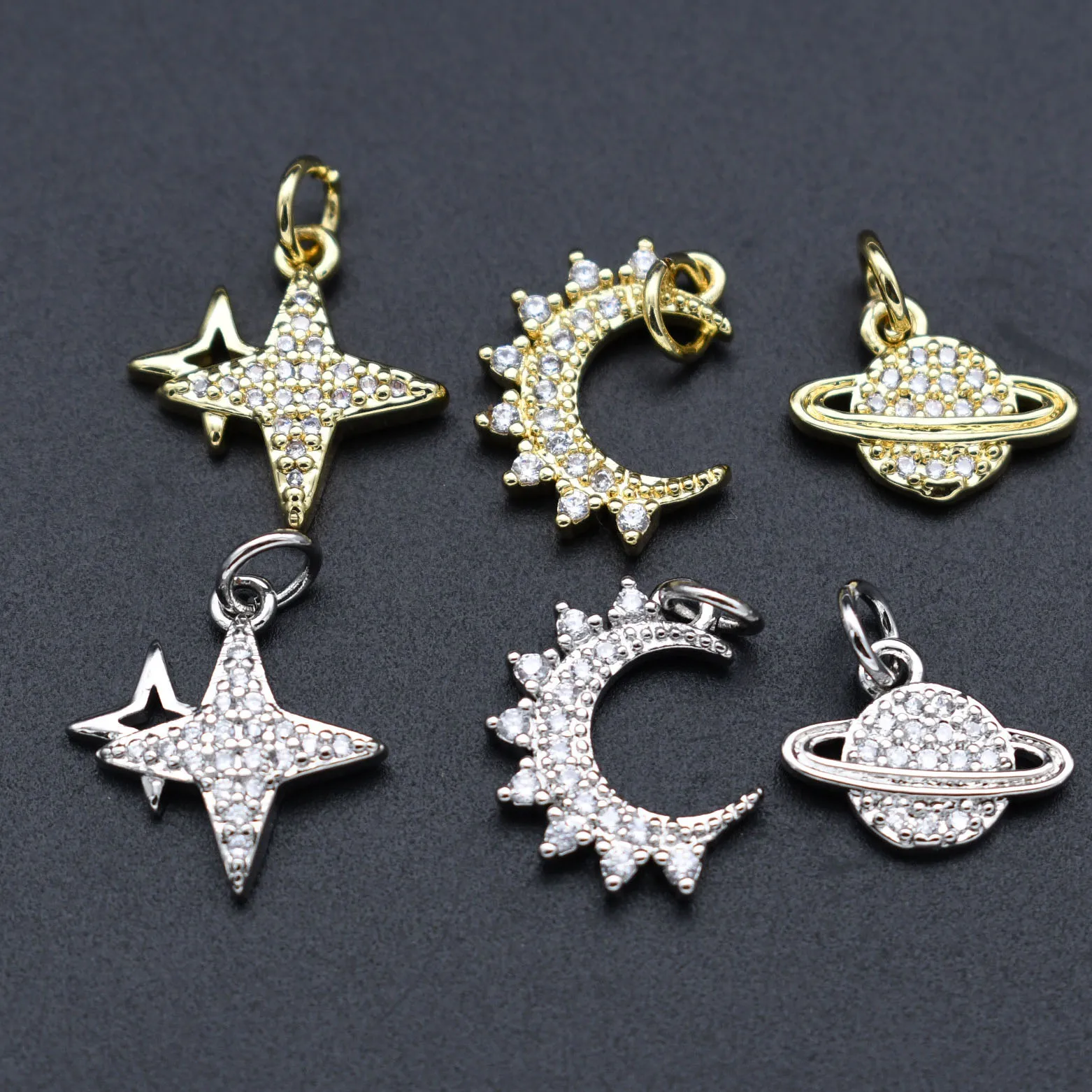 Bulk Jewelry Wholesale Gold Plated Copper CZSetting Sun Star Universe Charms for DIY Women Bracelet Necklace
Bulk Jewelry Wholesale Gold Plated Copper CZSetting Sun Star Universe Charms for DIY Women Bracelet Necklace