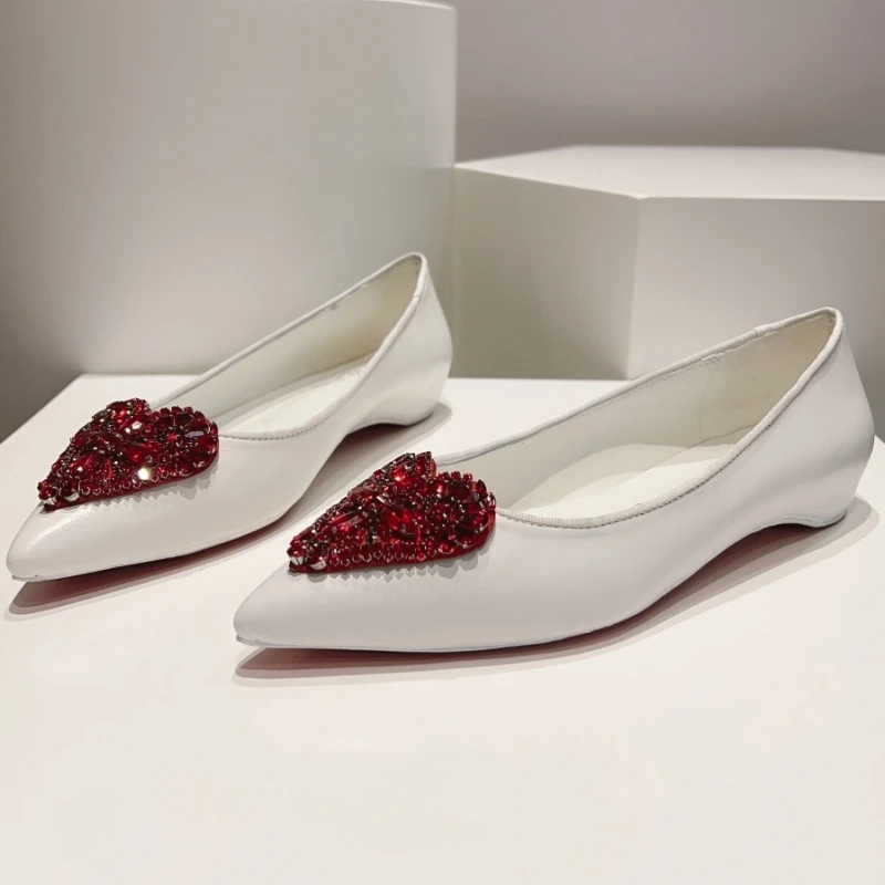 Red Heart Rhinestone Women Single Shoes Leather Slip-On Flats White Zapatillas De Mujer Pointed Toe Sapatos Feminino Spring 2024
Red Heart Rhinestone Women Single Shoes Leather Slip-On Flats White Zapatillas De Mujer Pointed Toe Sapatos Feminino Spring 2024
