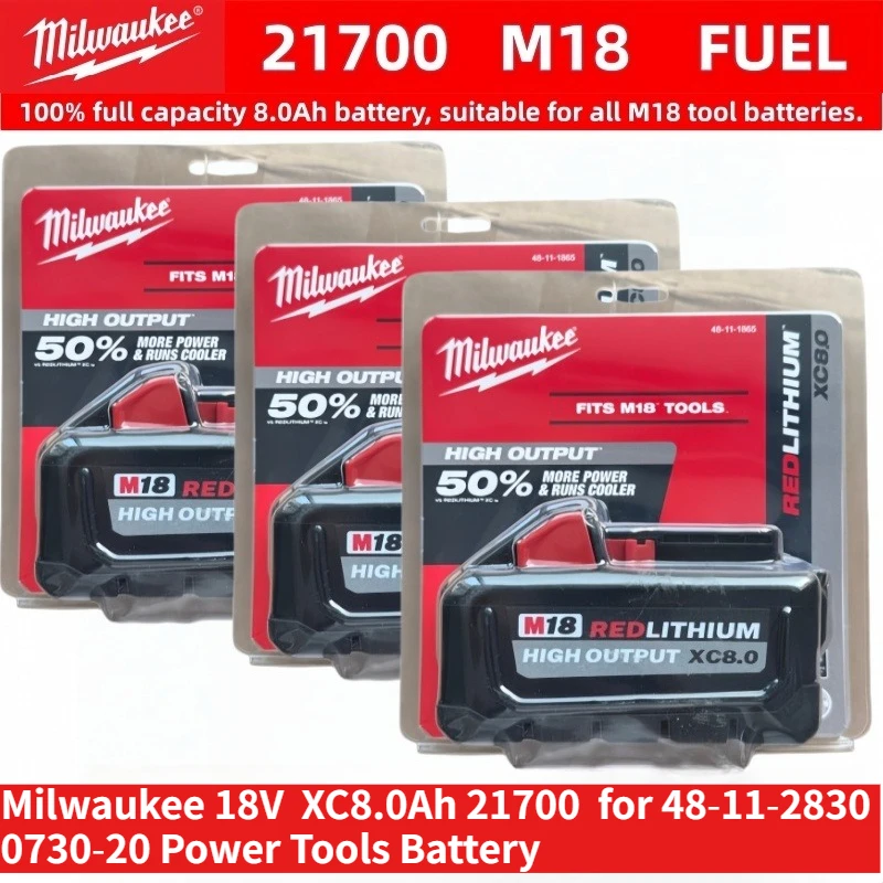 100% original Milwaukee M18 XC 18V 8.0Ah, for Milwaukee tool Rechargeable battery 18V 48-11-2830 0730-20 21700 cell M18 battery
100% original Milwaukee M18 XC 18V 8.0Ah, for Milwaukee tool Rechargeable battery 18V 48-11-2830 0730-20 21700 cell M18 battery