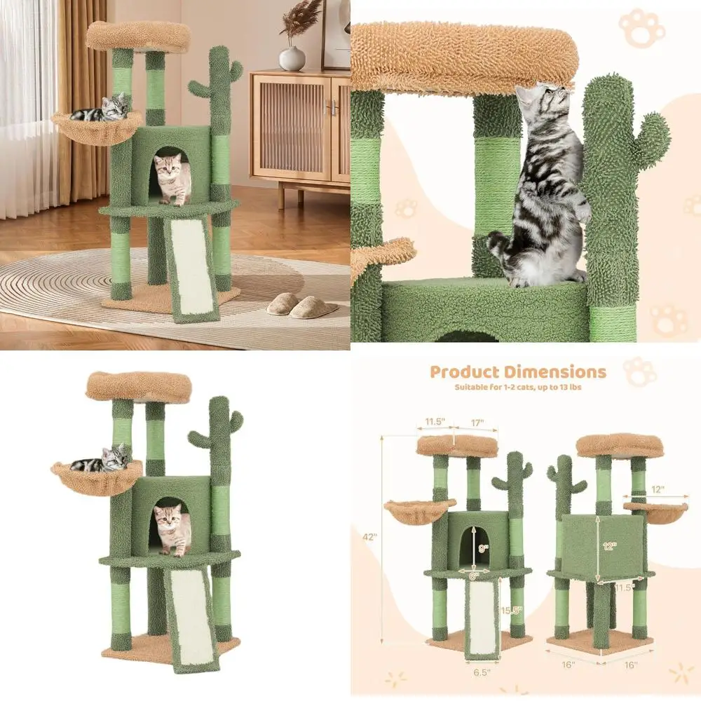 Кошачье дерево для дома 42-в-1 с когтеточками, домиком, лежанкой и лестницей - зеленое/светло-коричневое
Кошачье дерево для дома 42-в-1 с когтеточками, домиком, лежанкой и лестницей - зеленое/светло-коричневое