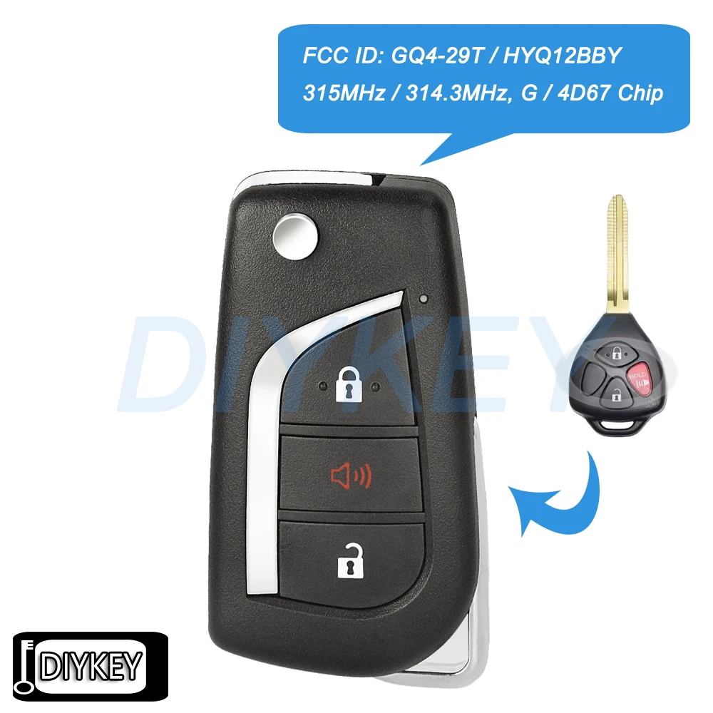 Модернизированный флип-брелок с дистанционным управлением 315 МГц, 314,3 МГц, чип G 4D67 для Toyota Matrix Venza Corolla RAV4 4Runner Yaris GQ4-29T HYQ12BBY
Модернизированный флип-брелок с дистанционным управлением 315 МГц, 314,3 МГц, чип G 4D67 для Toyota Matrix Venza Corolla RAV4 4Runner Yaris GQ4-29T HYQ12BBY