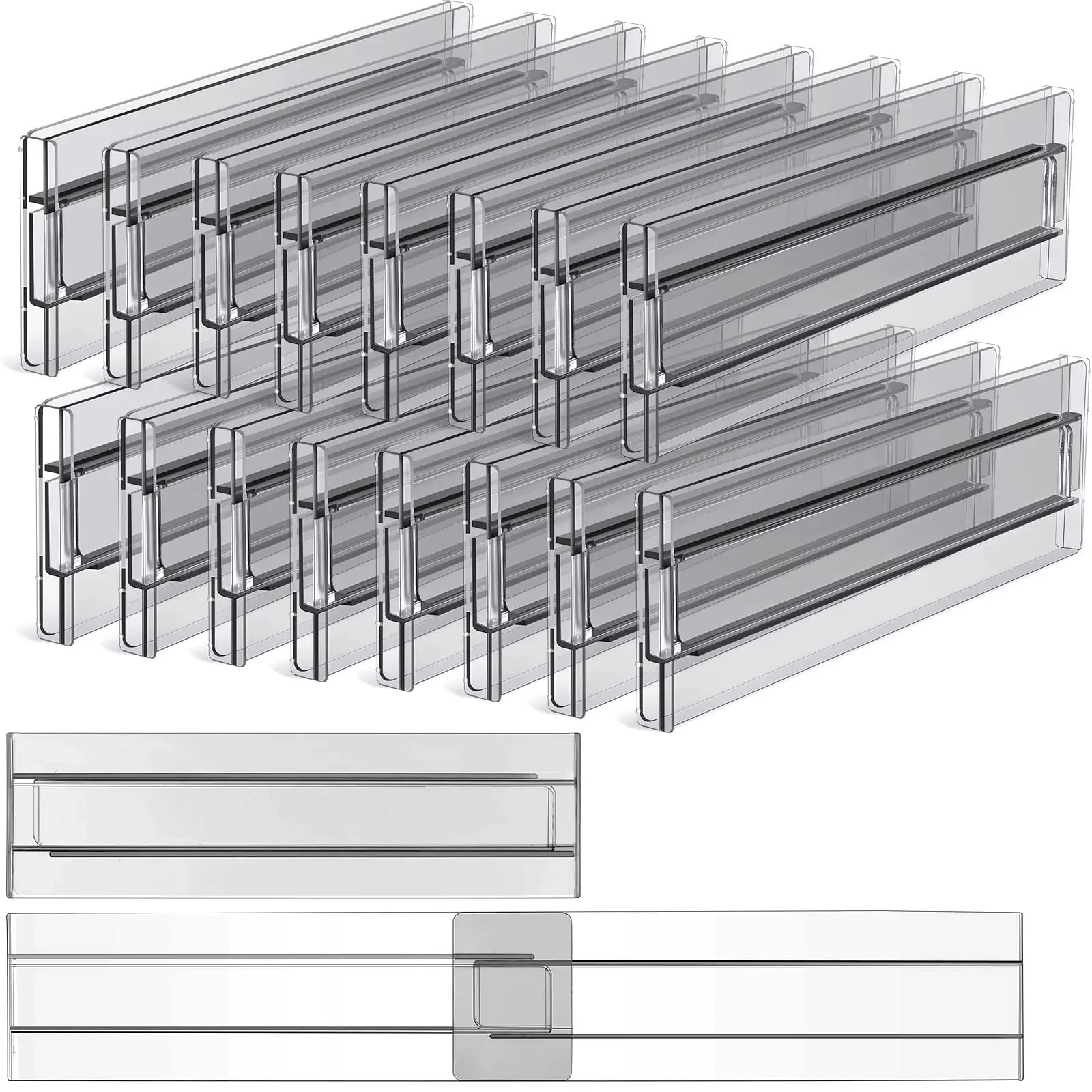 Drawer Dividers Organizers 4/8 Pack Adjustable Kitchen Drawer Organizer, Clear Plastic Drawers Separators for Clothing Cosmetic
Drawer Dividers Organizers 4/8 Pack Adjustable Kitchen Drawer Organizer, Clear Plastic Drawers Separators for Clothing Cosmetic