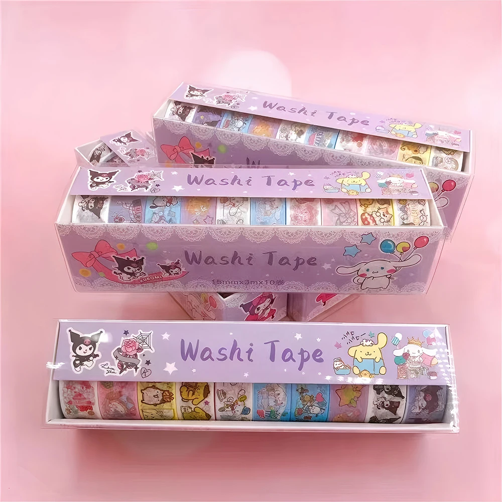 10pcs/Set Cute Sanrio Anime Series Washi Tape Kawaii Cartoon Kuromi My Melody Stickers Adhesive Masking Tape Stationery Gift Toy
10pcs/Set Cute Sanrio Anime Series Washi Tape Kawaii Cartoon Kuromi My Melody Stickers Adhesive Masking Tape Stationery Gift Toy
