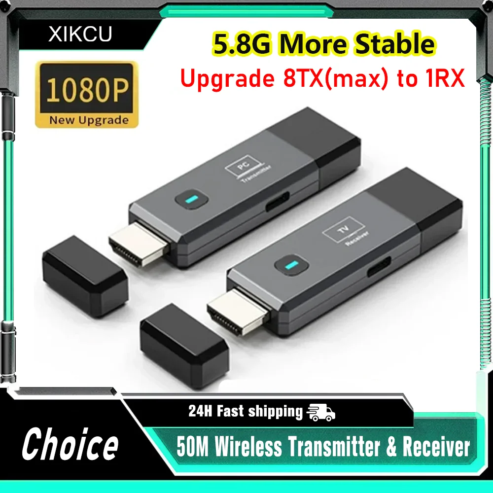 50M Wireless HDMI-Compatible Video Transmitter Receiver Extender Adapter TV Stick Dongle 1080P for Monitor Projector Laptops PC
50M Wireless HDMI-Compatible Video Transmitter Receiver Extender Adapter TV Stick Dongle 1080P for Monitor Projector Laptops PC