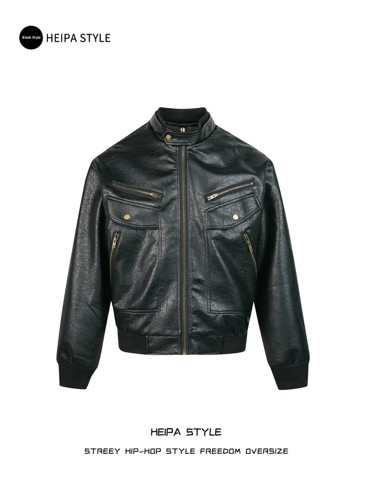 American Retro Men's Biker Jacket PU Leather Short Coat with Multiple Pockets Heavy Texture Design Warmth for Winter Season
American Retro Men's Biker Jacket PU Leather Short Coat with Multiple Pockets Heavy Texture Design Warmth for Winter Season