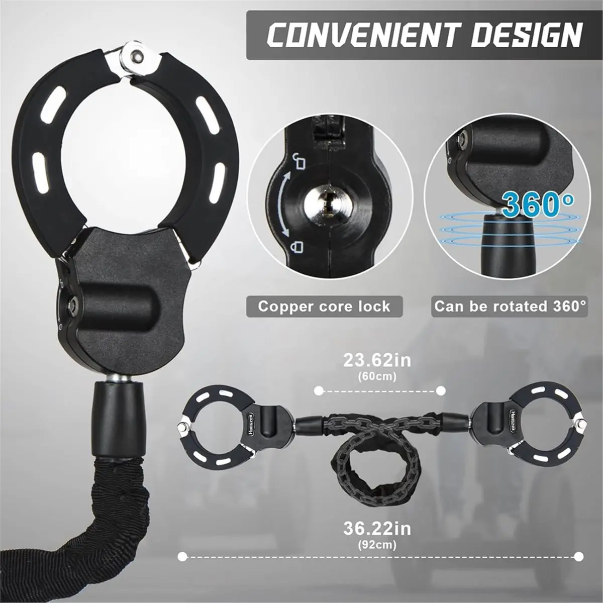 A89X Scooter Lock, Bike Locks High Security with Key, 37inch Heavy Duty Bike Lock Chain, Accessories for Electric Scooter
A89X Scooter Lock, Bike Locks High Security with Key, 37inch Heavy Duty Bike Lock Chain, Accessories for Electric Scooter
