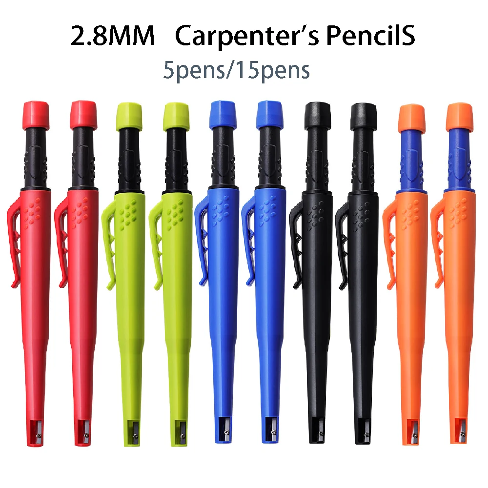 5/15 pcs High-quality Carpenter's Pencil Woodworking Pencil set 2.8 MM Multifunctional 3-in-1 Pen With Pencil Cap Sharpener
5/15 pcs High-quality Carpenter's Pencil Woodworking Pencil set 2.8 MM Multifunctional 3-in-1 Pen With Pencil Cap Sharpener