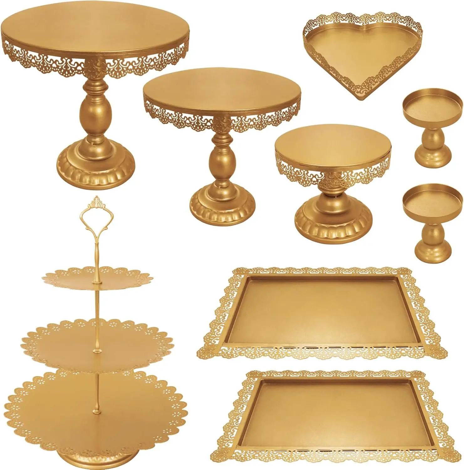 9-Piece Metal Cake Stand Set for Dessert Display, Gold Color, Ideal for Parties and Events
9-Piece Metal Cake Stand Set for Dessert Display, Gold Color, Ideal for Parties and Events