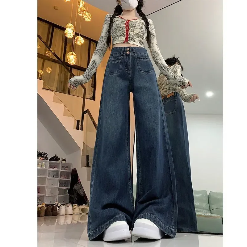 Women Retro High Waist Wide Leg Jeans Loose Vintage Straight Denim Pants
Women Retro High Waist Wide Leg Jeans Loose Vintage Straight Denim Pants