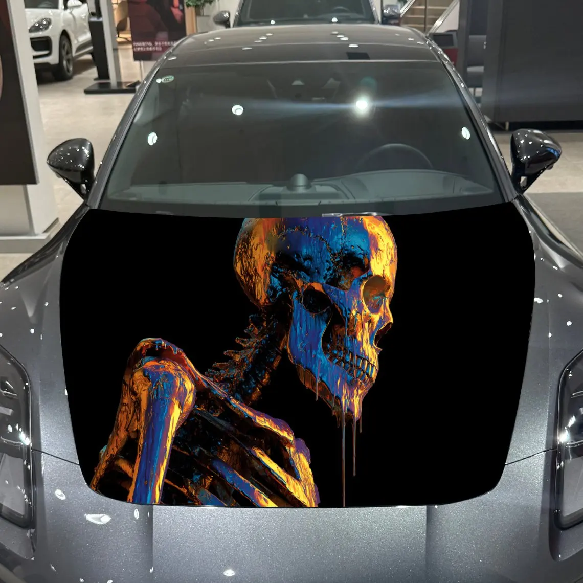 Car Decals A Skeleton With Neon Blue And Orange Drip Effect On Black Background Scene Creation Car Hood Sticker, Waterproof Self
Car Decals A Skeleton With Neon Blue And Orange Drip Effect On Black Background Scene Creation Car Hood Sticker, Waterproof Self