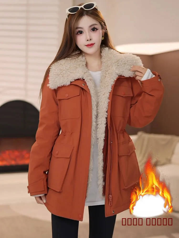 Thiened Winter Outerwear Women's down Cotton Jaet Mid-Length Fur Collar Warm Cozy Commute Sle Korean Loose Fit Cotton Coat
Thiened Winter Outerwear Women's down Cotton Jaet Mid-Length Fur Collar Warm Cozy Commute Sle Korean Loose Fit Cotton Coat