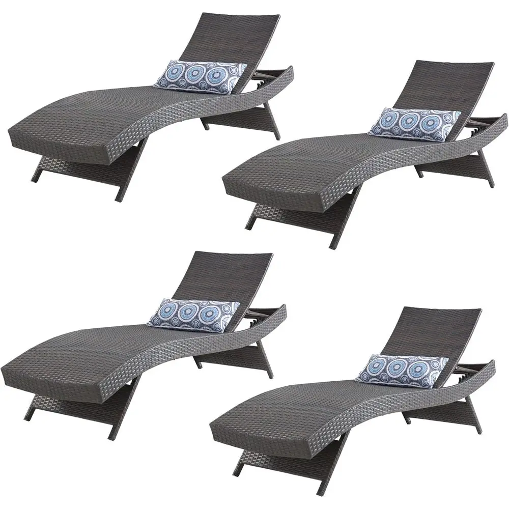 4-Piece Reclining Chair Set with Cushions, Adjustable Outdoor Wicker Lounge Chairs, All-Weather PE Rattan for Patio, Poolside, G
4-Piece Reclining Chair Set with Cushions, Adjustable Outdoor Wicker Lounge Chairs, All-Weather PE Rattan for Patio, Poolside, G
