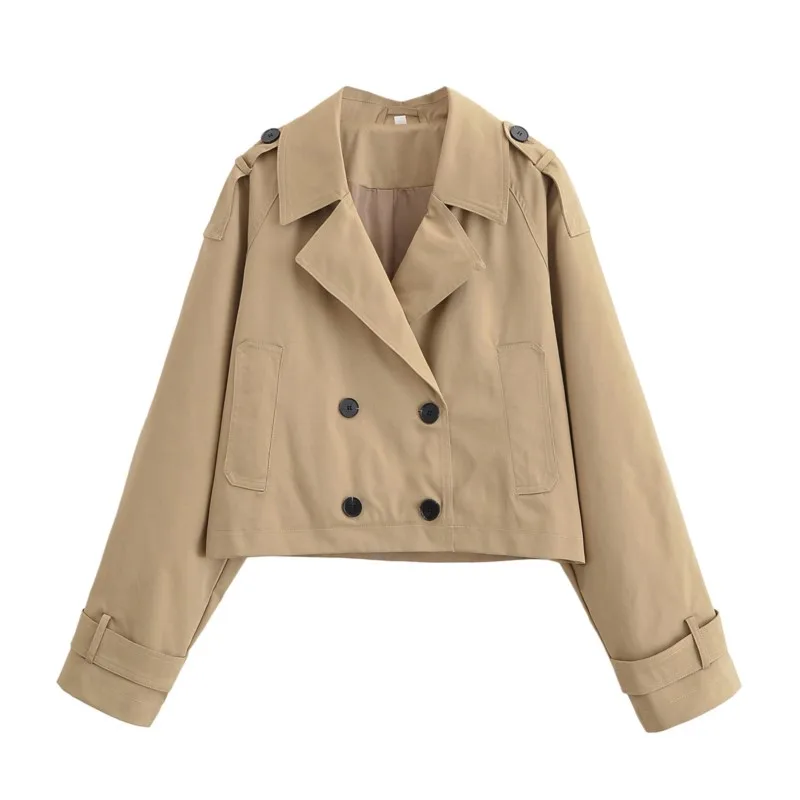 Women Double Breasted Short Trench Coat Autumn Fashion Turn Down Collar Long Sleeves Windbreaker with Button Women's Outerwears
Women Double Breasted Short Trench Coat Autumn Fashion Turn Down Collar Long Sleeves Windbreaker with Button Women's Outerwears