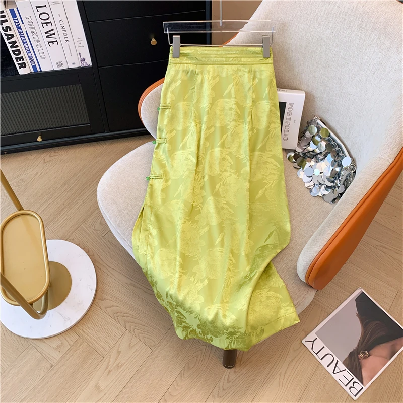 High Waist Vinegar Smelling Half Skirt Women's Summer Green Skirt with Button Detail Retro Commute Style Straight Leg Skirt
High Waist Vinegar Smelling Half Skirt Women's Summer Green Skirt with Button Detail Retro Commute Style Straight Leg Skirt