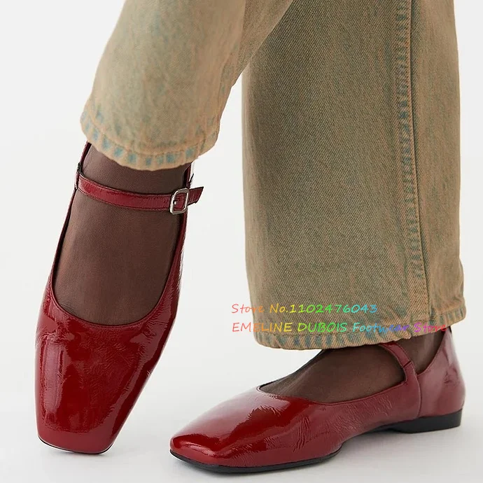 Classic Red Patent Leather Flats Shallow Square Toe Mary Jane Shoes Single Strap Ballerine Shoes Solid Color Women Shoes
Classic Red Patent Leather Flats Shallow Square Toe Mary Jane Shoes Single Strap Ballerine Shoes Solid Color Women Shoes