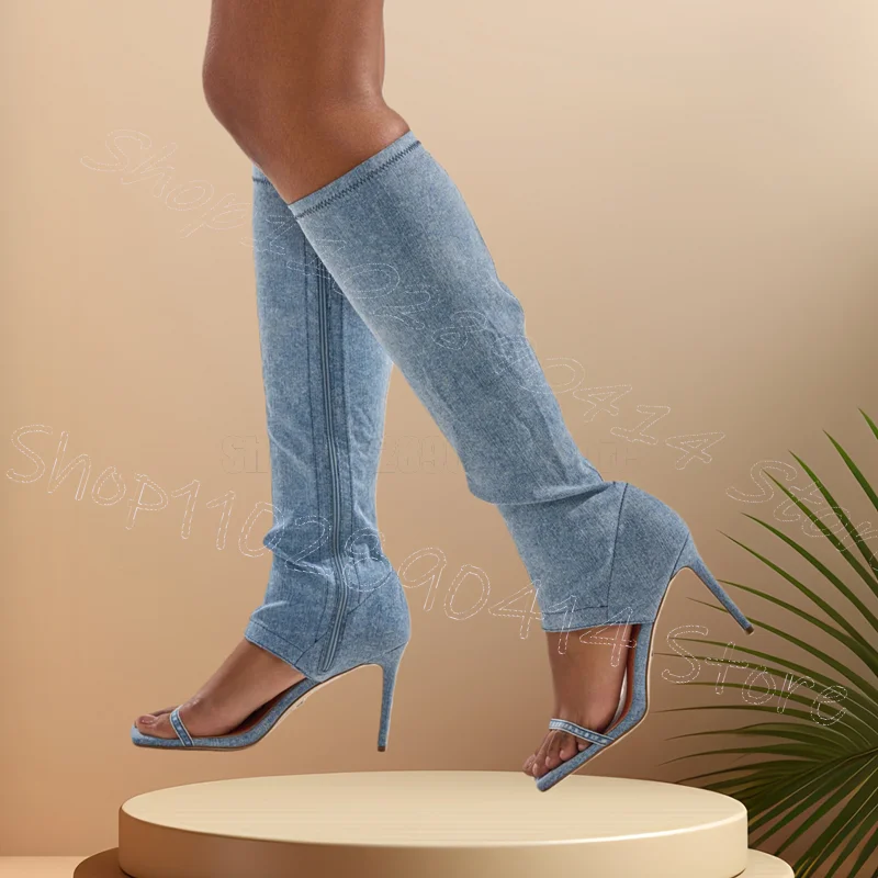 Blue Denim Rhinestone Design Sandals Boots Side Zipper Women Shoes Thin High Heels Open Toe Party Feast 2026 Zapatos Para Mujere
Blue Denim Rhinestone Design Sandals Boots Side Zipper Women Shoes Thin High Heels Open Toe Party Feast 2026 Zapatos Para Mujere
