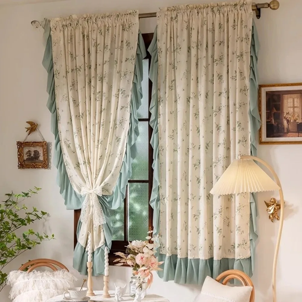 Pastoral Pure Cotton Curtains for Living Room Green Short French Partition Door Blackout Custom Size
Pastoral Pure Cotton Curtains for Living Room Green Short French Partition Door Blackout Custom Size