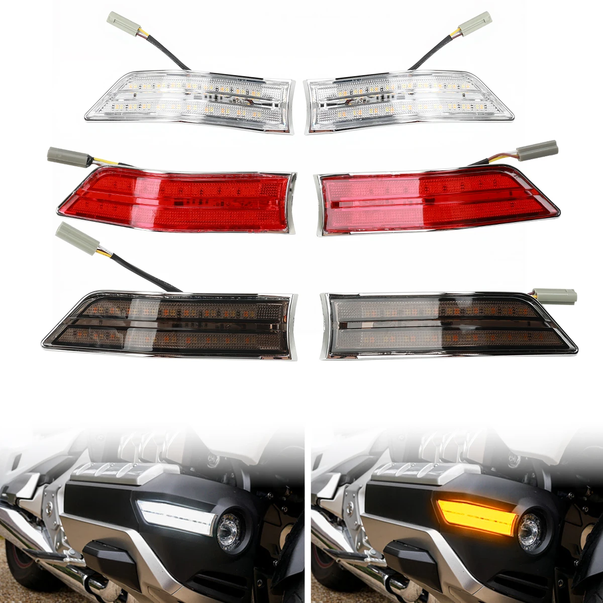 Прозрачные светодиодные указатели поворота (LED) для Honda Goldwing GL1800 2018-2026 2022, боковые ходовые огни, противотуманные фары, декоративные накладки на обтекатель
Прозрачные светодиодные указатели поворота (LED) для Honda Goldwing GL1800 2018-2026 2022, боковые ходовые огни, противотуманные фары, декоративные накладки на обтекатель