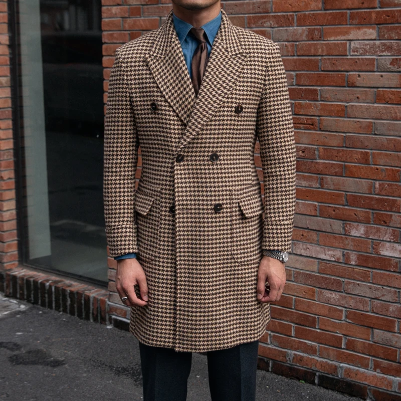 Men's Polo Coat Houndstooth Double-breasted Long Slim Elegant UK Fashion Winter Plaid Long Jacket Male Clothing
Men's Polo Coat Houndstooth Double-breasted Long Slim Elegant UK Fashion Winter Plaid Long Jacket Male Clothing