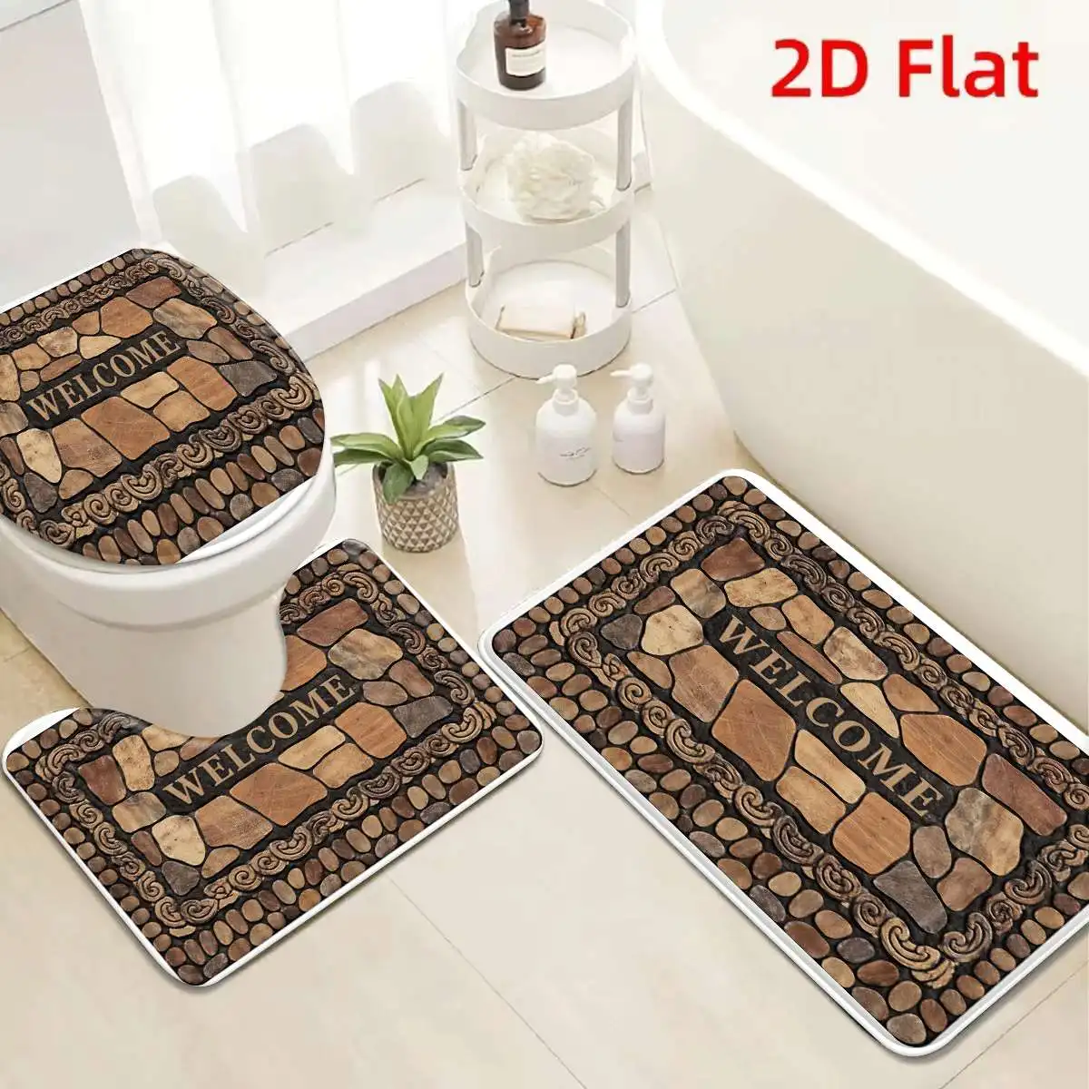 3Pcs Brown Stone Mosaic Bath Mat Non Slip Absorbent Toilet Rug with Lid Cover for Bathroom Washable Flannel
3Pcs Brown Stone Mosaic Bath Mat Non Slip Absorbent Toilet Rug with Lid Cover for Bathroom Washable Flannel