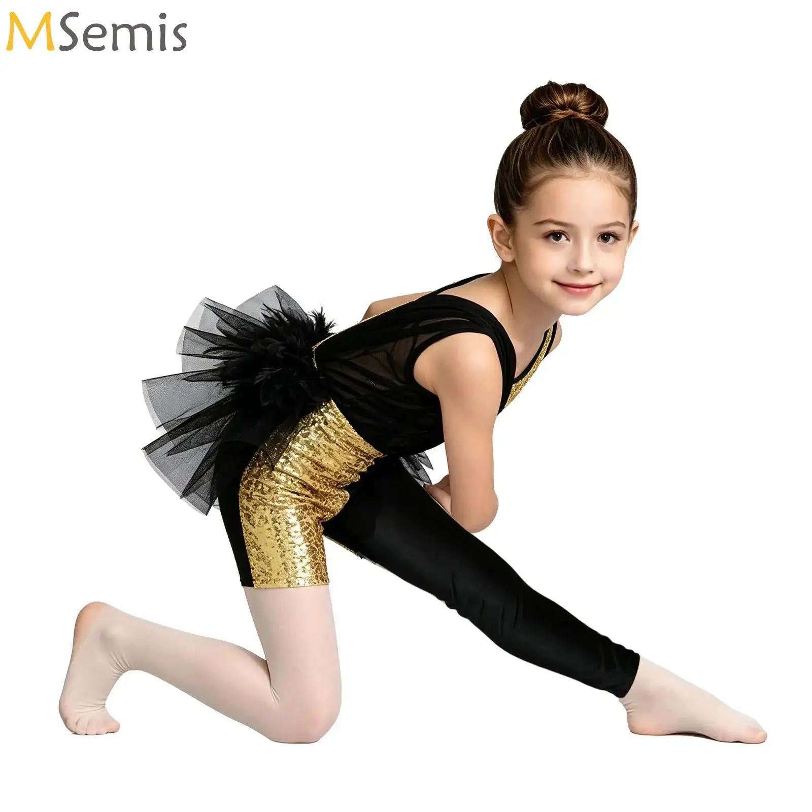 Kids Girls Ballet Modern Lyrical Dance Performance Jumpsuit Color Block Asymmetrical Feather Tulle Skirted Bodysuit Romper Dress
Kids Girls Ballet Modern Lyrical Dance Performance Jumpsuit Color Block Asymmetrical Feather Tulle Skirted Bodysuit Romper Dress