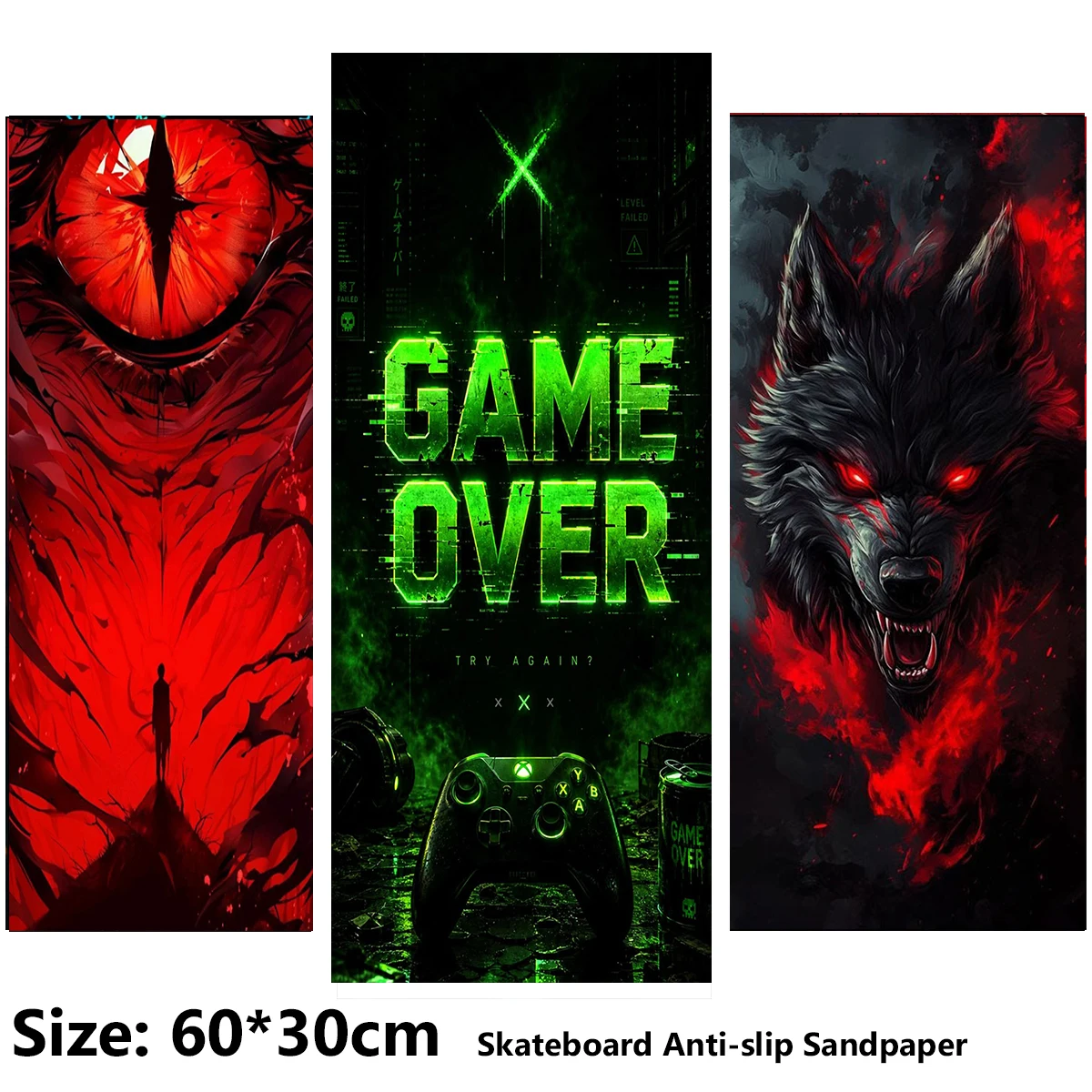 Electric Scooter Anti-slip Sticker Sandpaper Skateboard GripTape Sheet 60*30cm Game over, Fierce Wolf Pattern
Electric Scooter Anti-slip Sticker Sandpaper Skateboard GripTape Sheet 60*30cm Game over, Fierce Wolf Pattern