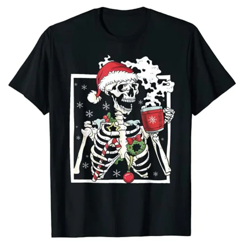 Christmas Skeleton with Smiling Skull Drinking Coffee Latte T-Shirt Xmas Costume men Aesthetic Clothing Funny Graphic Tee Gift
Christmas Skeleton with Smiling Skull Drinking Coffee Latte T-Shirt Xmas Costume men Aesthetic Clothing Funny Graphic Tee Gift