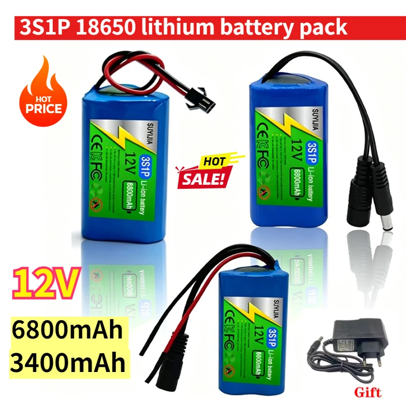 New 12V 6800mAh 3S1P Protection Plate12V 6.8Ah Battery Pack 18650 Lithium Ion DC 12.6V Rechargeable Battery+12.6V 1A Charger
New 12V 6800mAh 3S1P Protection Plate12V 6.8Ah Battery Pack 18650 Lithium Ion DC 12.6V Rechargeable Battery+12.6V 1A Charger