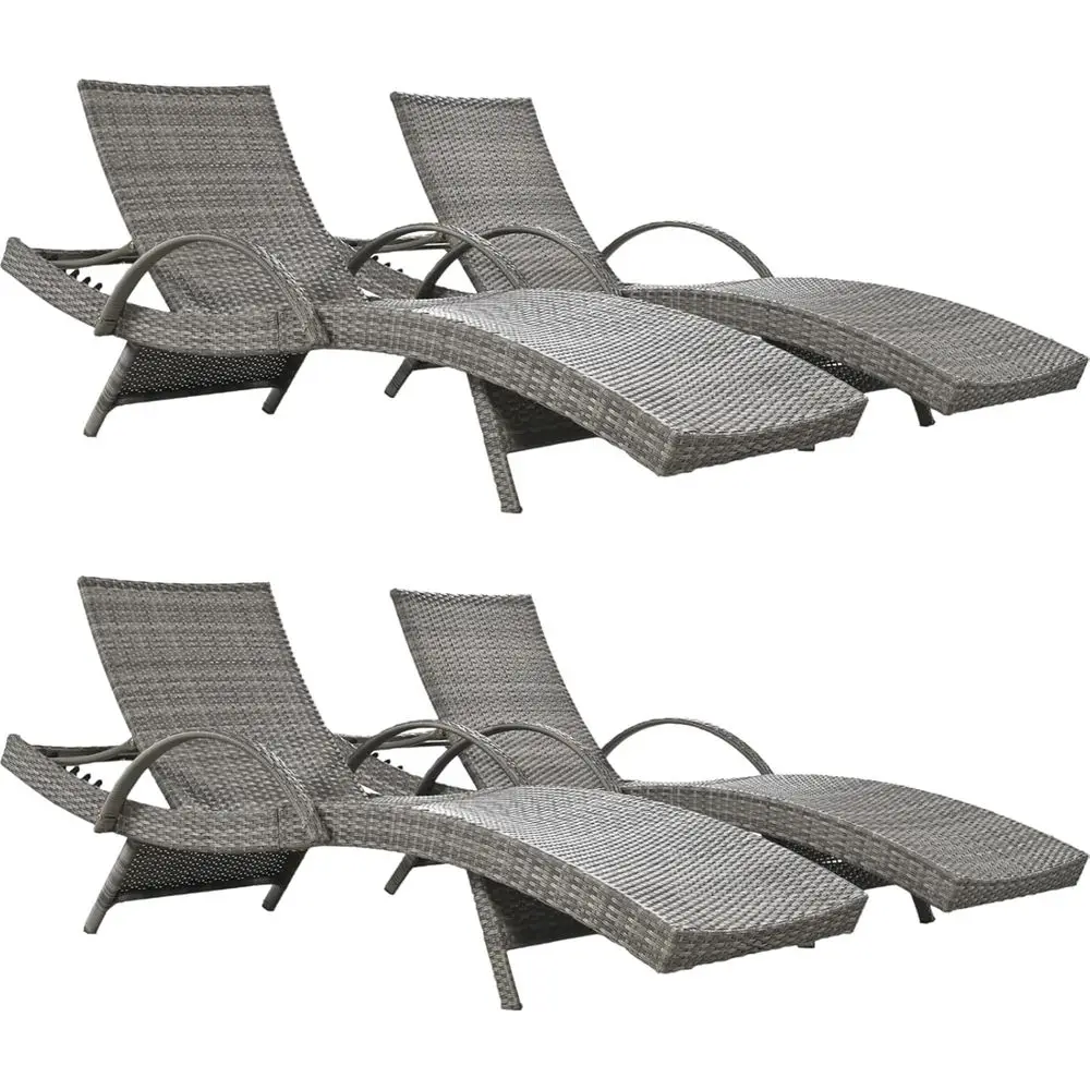 4-Piece Grey Wicker Recliner Set with Pull-Out Side Tables, Adjustable Backs for Patio, Garden, Deck, and Backyard Relaxation
4-Piece Grey Wicker Recliner Set with Pull-Out Side Tables, Adjustable Backs for Patio, Garden, Deck, and Backyard Relaxation