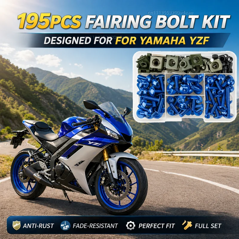 195Pcs Motorcycle Fairing Bolt Screws Kit Nut Clips For Yamaha YZF R3 R25 R6 R1 2013-2019 CNC Fastener Hardware Bodywork Repair
195Pcs Motorcycle Fairing Bolt Screws Kit Nut Clips For Yamaha YZF R3 R25 R6 R1 2013-2019 CNC Fastener Hardware Bodywork Repair