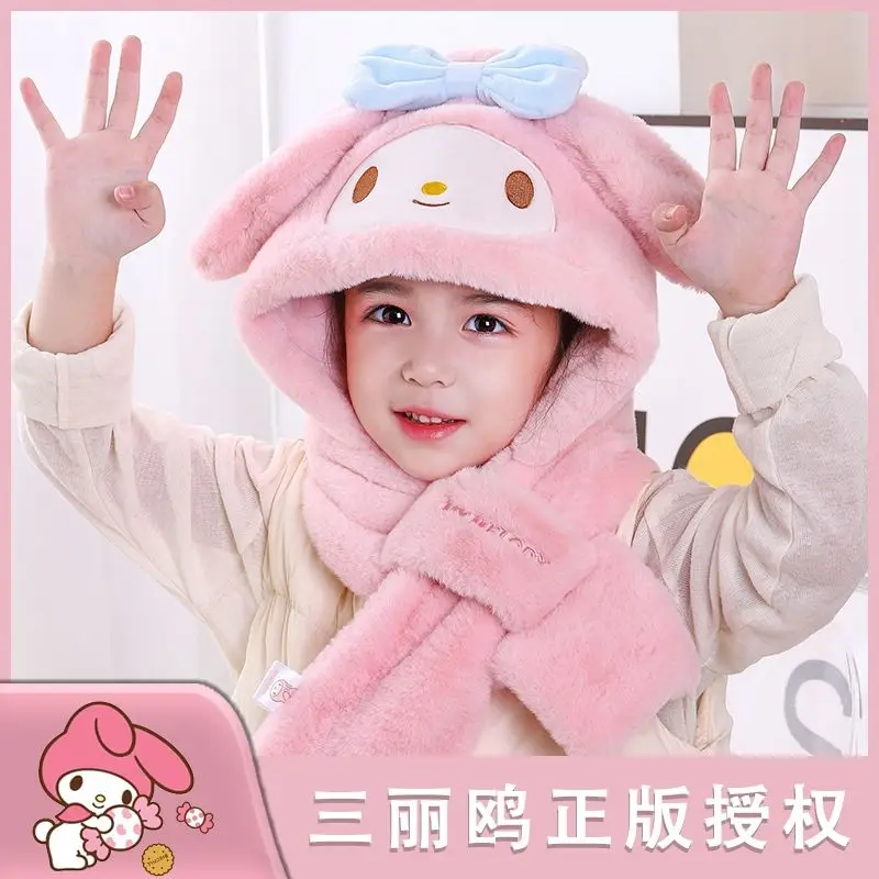 Детская шапка-шарф Sanrio Kuromi Cinnamoroll, шарф со встроенными зимними ушами, милый теплый шарф с флисовой подкладкой и капюшоном
Детская шапка-шарф Sanrio Kuromi Cinnamoroll, шарф со встроенными зимними ушами, милый теплый шарф с флисовой подкладкой и капюшоном