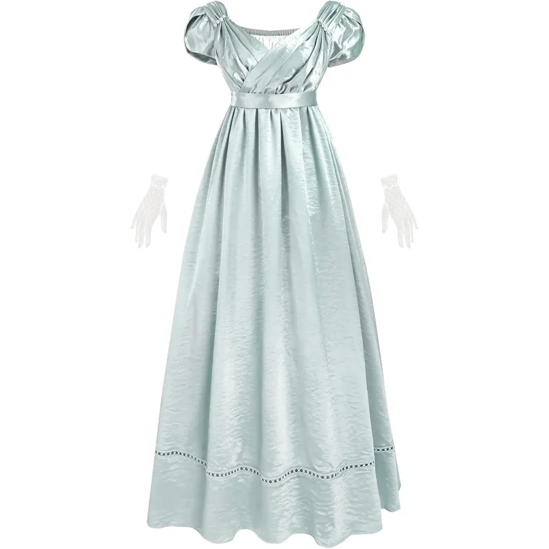 Regency Dresses for Women Empire Waist Victorian Dress Short Sleeve Regency Ball Gown with Lace Gloves
Regency Dresses for Women Empire Waist Victorian Dress Short Sleeve Regency Ball Gown with Lace Gloves