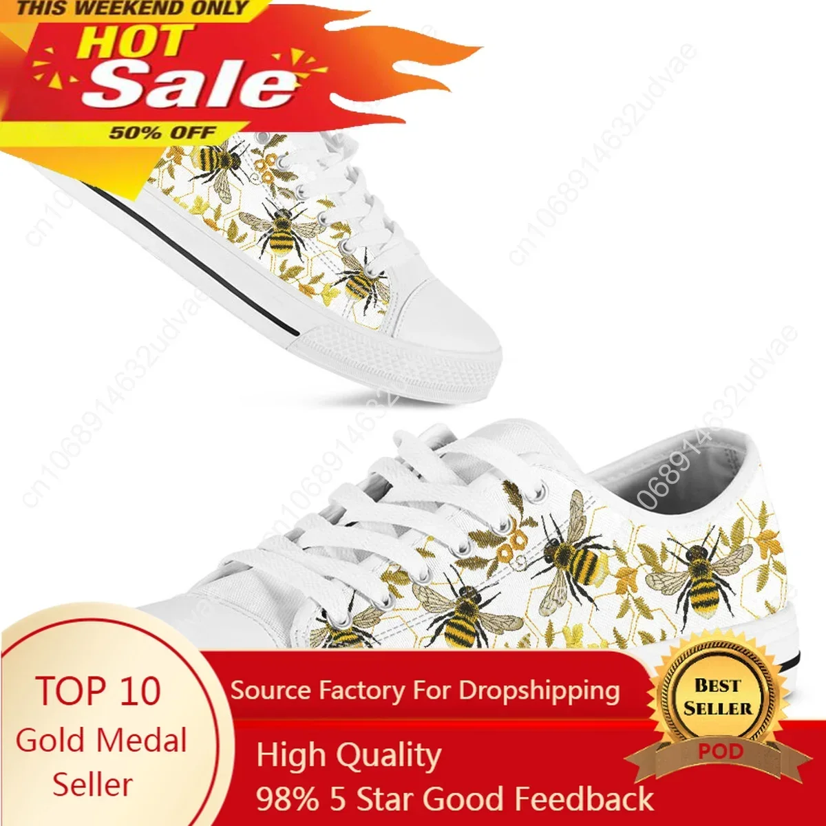 Women Casual Flats Cute Bee Pattern Low Top Canvas Sneakers Lady White Flat Shoes Plus Size To 45/46
Women Casual Flats Cute Bee Pattern Low Top Canvas Sneakers Lady White Flat Shoes Plus Size To 45/46