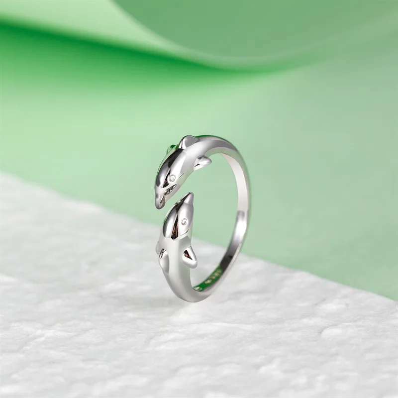 925 Sterling Silver Dolphin Open Heart Couple Ring for Women Tail Ring, Fresh and Cute Simple Dolphin Silver Ring
925 Sterling Silver Dolphin Open Heart Couple Ring for Women Tail Ring, Fresh and Cute Simple Dolphin Silver Ring