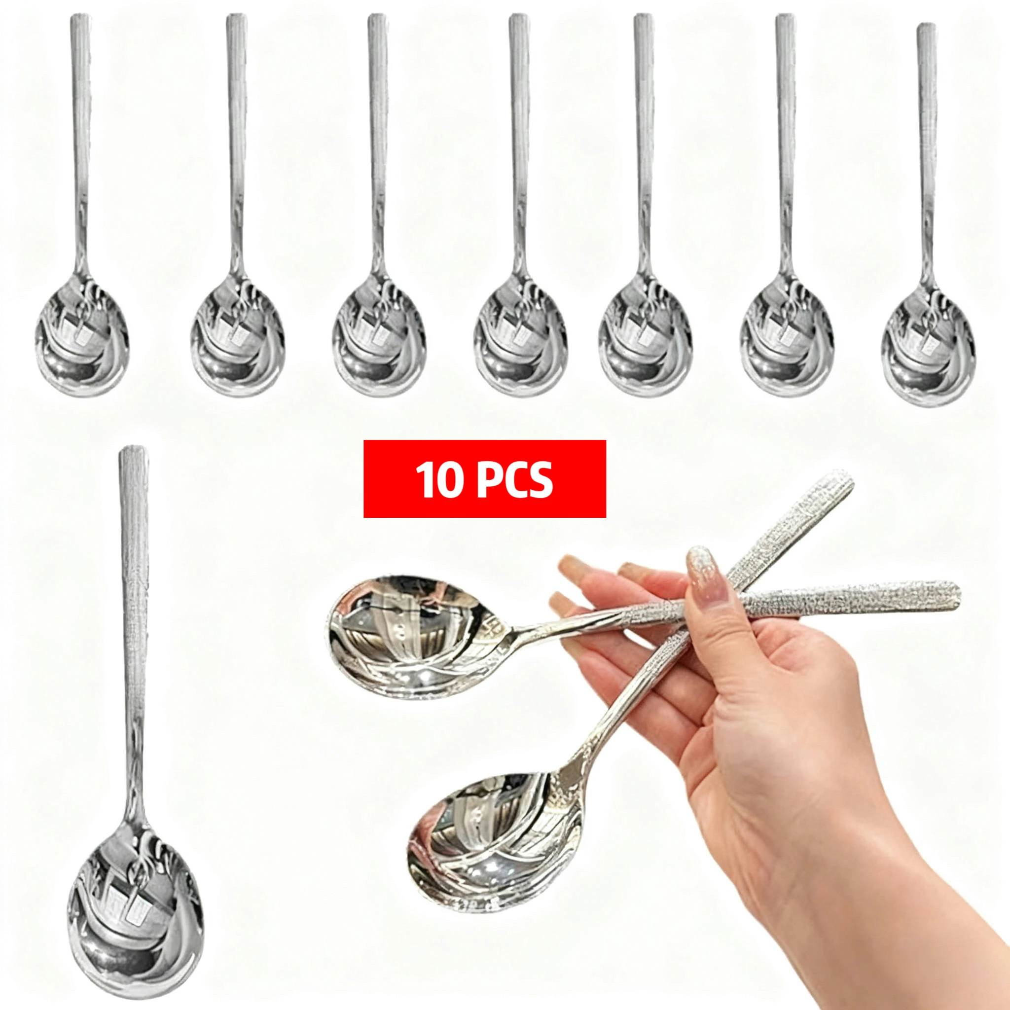 10pcs Deep Round Soup Spoons, Premium Korean Soup Spoons with Long Handles, Fine Spoon Set with Round Edge, Long-lasting Kitche
10pcs Deep Round Soup Spoons, Premium Korean Soup Spoons with Long Handles, Fine Spoon Set with Round Edge, Long-lasting Kitche