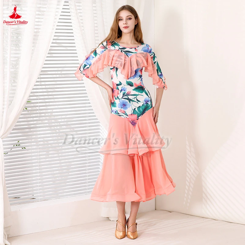 Standard Social Dance Flower Print Modern Dresses To Women Adult Waltz Foxtrot Tango Quickstep Professional Practise Costume
Standard Social Dance Flower Print Modern Dresses To Women Adult Waltz Foxtrot Tango Quickstep Professional Practise Costume