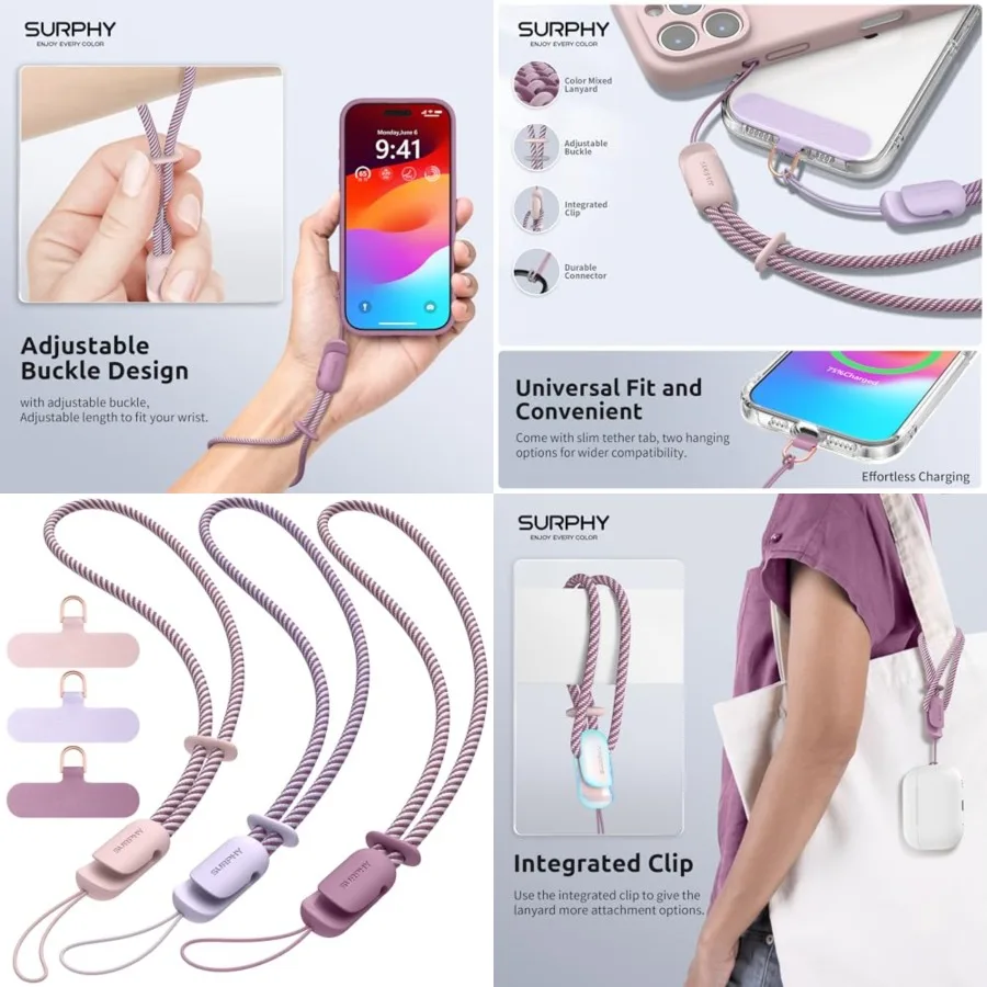 3 Pack Phone Wrist Strap with CellPhone Tether Tab, Cellphone Lanyard, Phone Strap with 2-Color Braided, Wrist Lanyard
3 Pack Phone Wrist Strap with CellPhone Tether Tab, Cellphone Lanyard, Phone Strap with 2-Color Braided, Wrist Lanyard