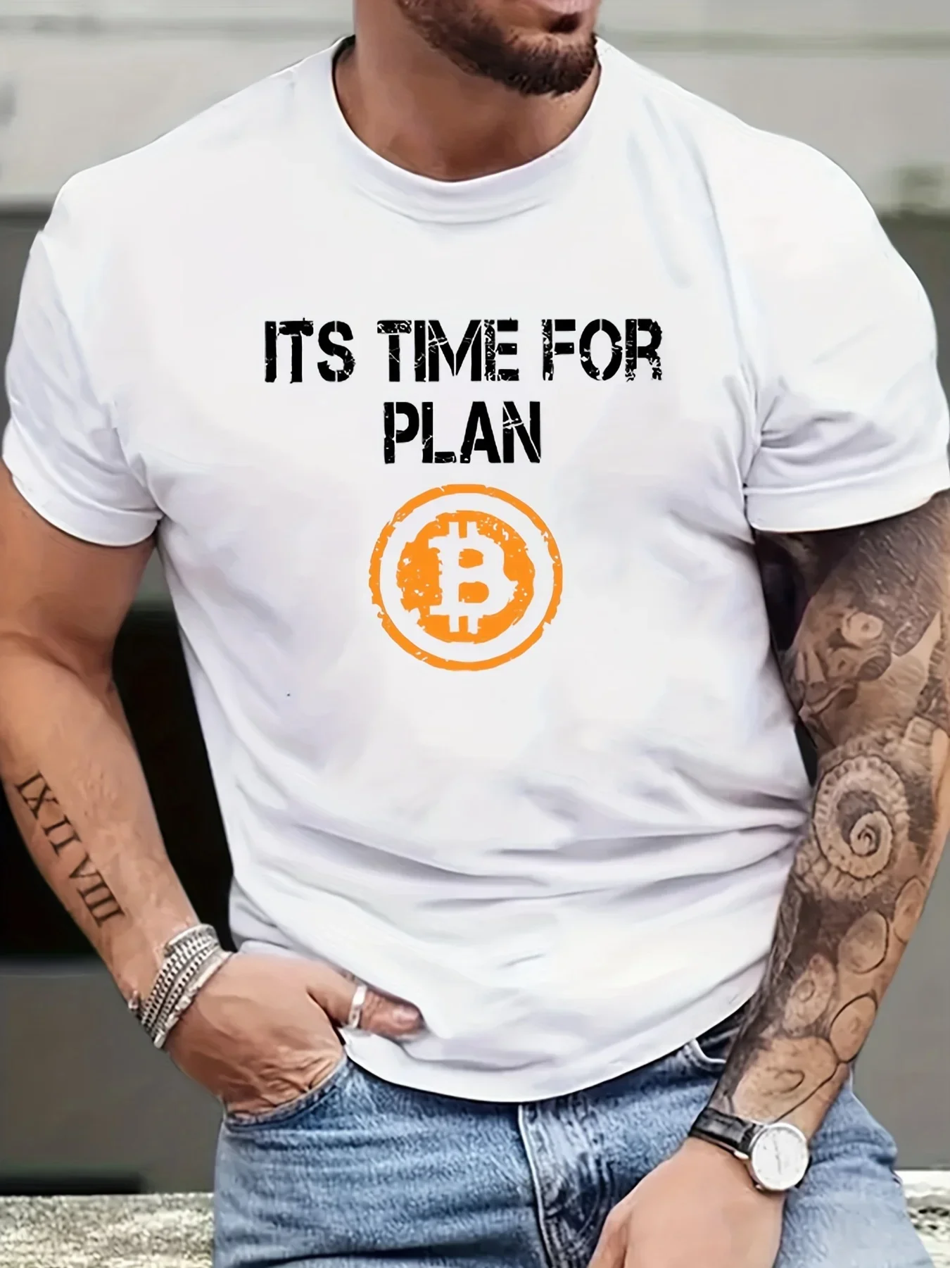 Men's Navy Blue Fashion Tee It's Time for Plan Bitcoin Graphic Casual Crew Neck 100 Polyester Machine Washable
Men's Navy Blue Fashion Tee It's Time for Plan Bitcoin Graphic Casual Crew Neck 100 Polyester Machine Washable